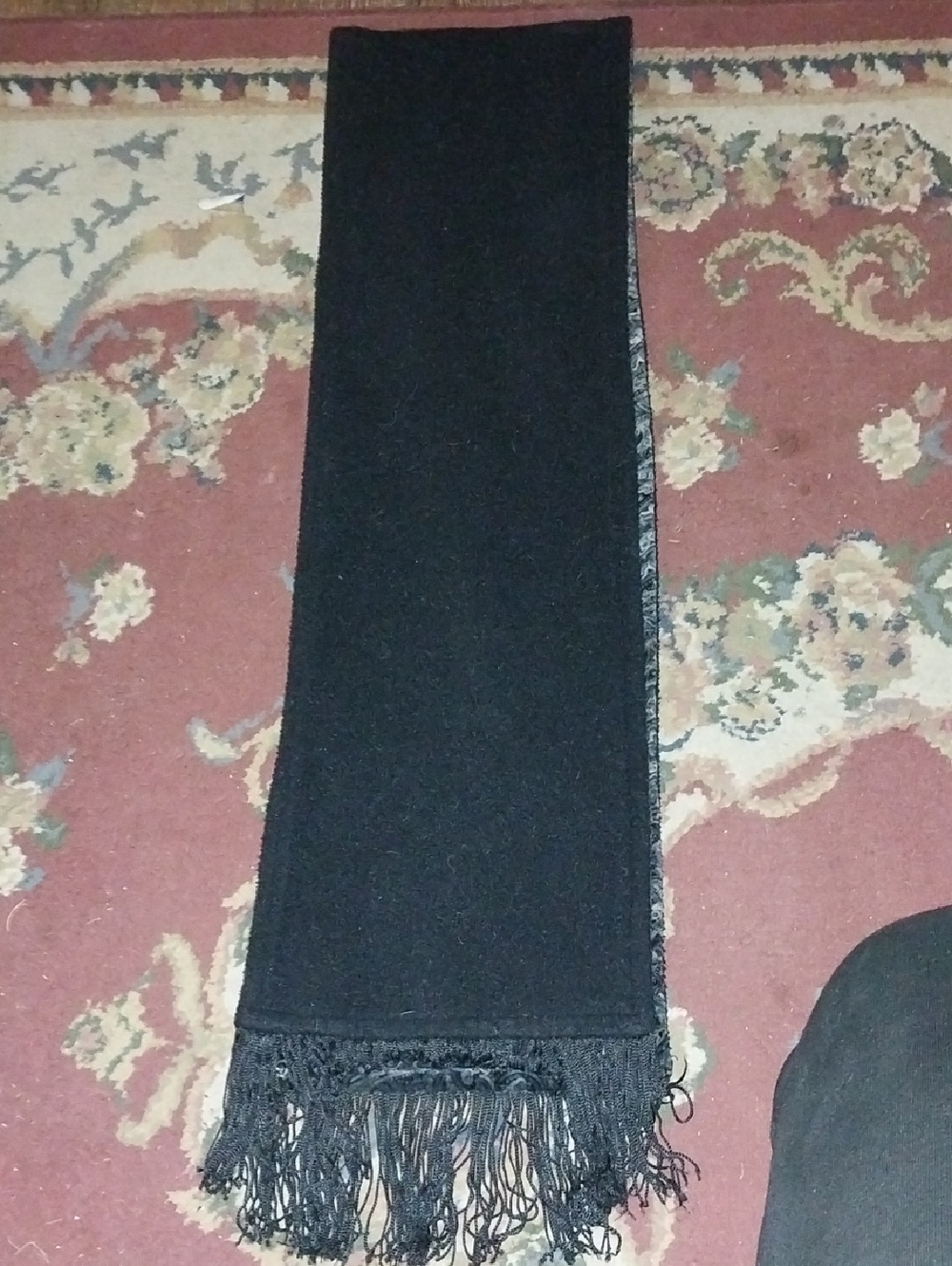 Vintage Neckworks Black Paisley Fringe Double Sided Winter Scarf - Picture 5 of 6